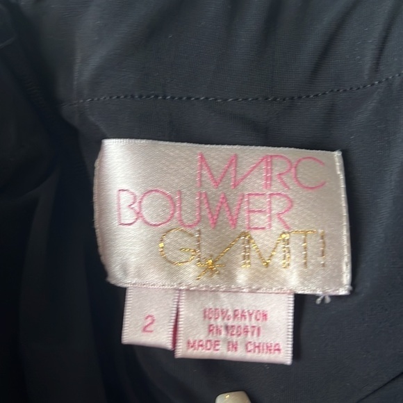 SIZE 2 Marc Bouwer navy blue double strap dress with row of gems. - Picture 4 of 4